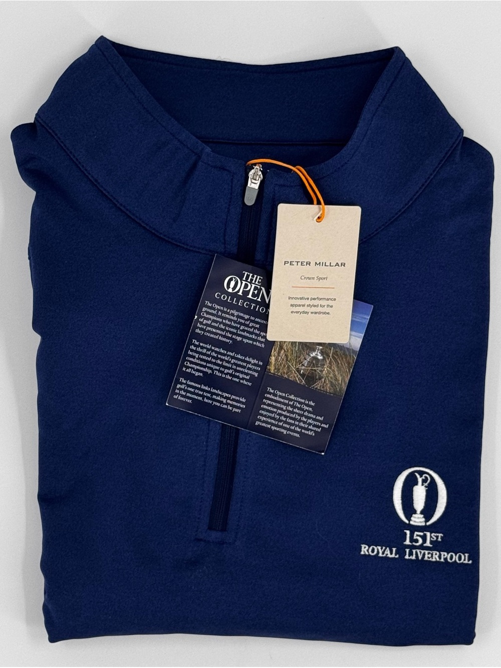 151st Open Championship Royal Liverpool - Peter Millar Navy Quarter-Zip XL  NWT